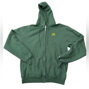 Champion Forest Green zip up hoodie with M logo on front UNISEX Size Medium